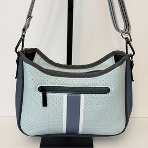 HAUTE SHORE Blue and Gray Crossbody Bag